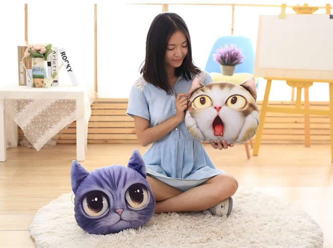  Cat Head Shape Pillow Back Cushion 