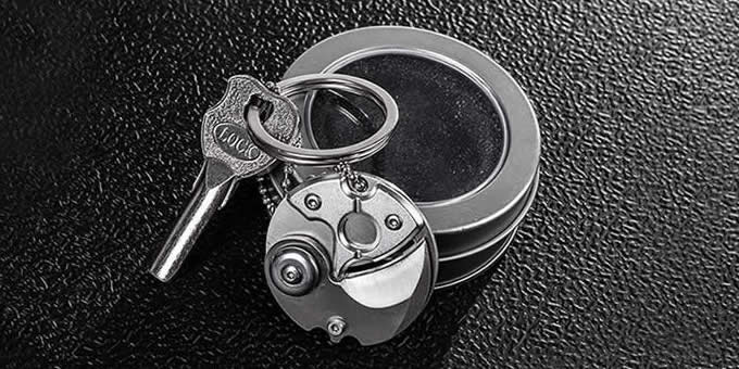 Creative Coin-shape Mini EDC Folding Pocket Keychain Knife with Hanging Chain 