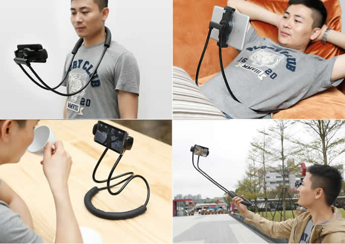 DIY Free Rotating Flexible Hang Neck Universal Mobile Phone Ipad Stand