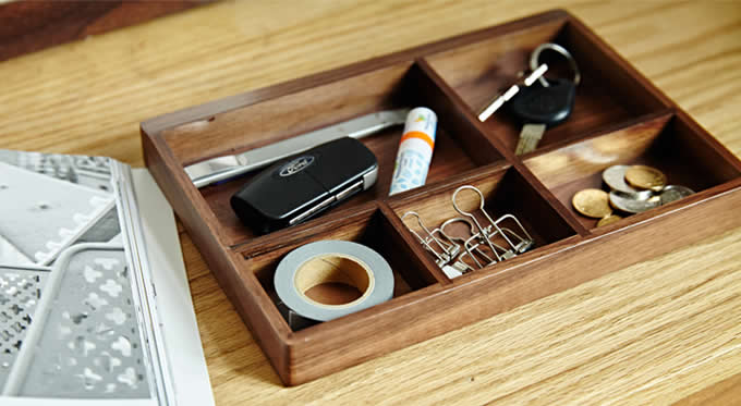  Wooden Drawer Tray Desk Stationery Organizer Storage Box Business Card Holder Key Container  