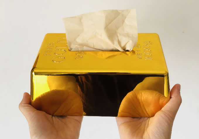 Gold Bullion Bar  Tissue Box   