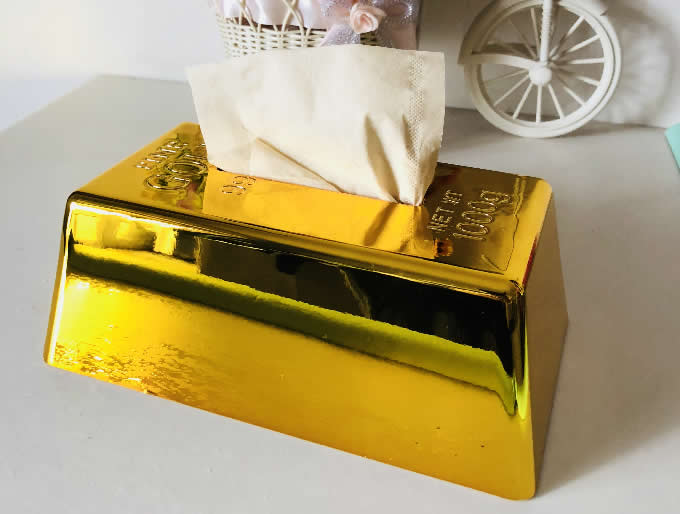 Gold Bullion Bar  Tissue Box   