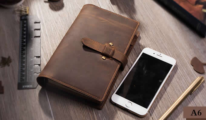 Handmade Genuine Leather A6 Size Loose-leaf Notebook