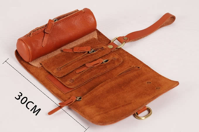 Handmade Leather Wallet Roll Up Case Pencil Pen Case Pencil Case