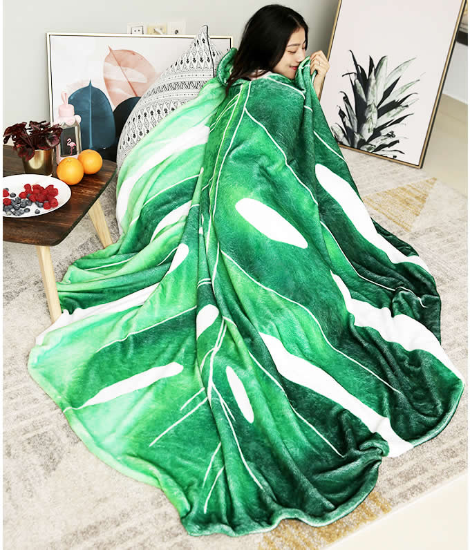 Leaf shape Soft Air Conditioning Blanket-Monstera Leaf