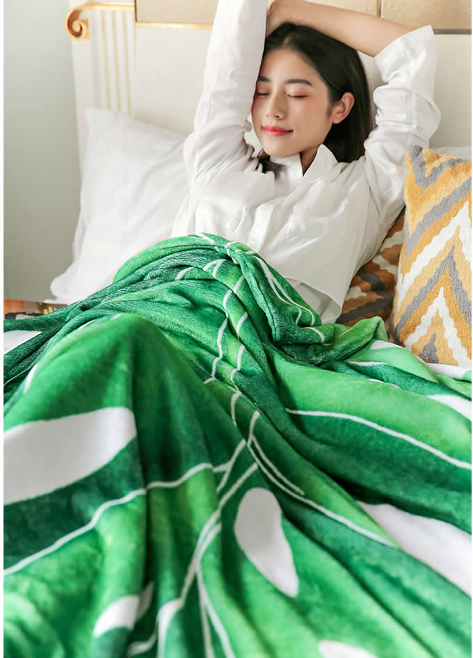 Leaf shape Soft Air Conditioning Blanket-Monstera Leaf