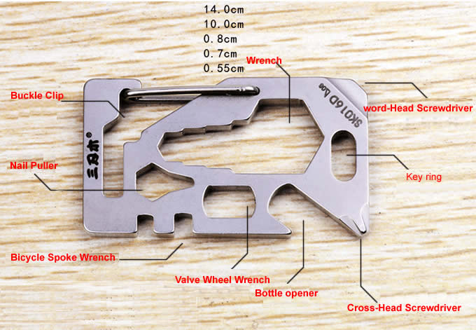   Multi-Function  Credit Card Size Survival Pocket Tool 