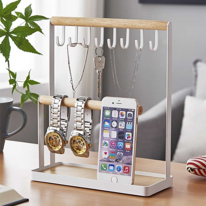 Multi-purpose Keys Hooks Jewelry Organizer Hanging Storage Bracelet Display Rack Holder 