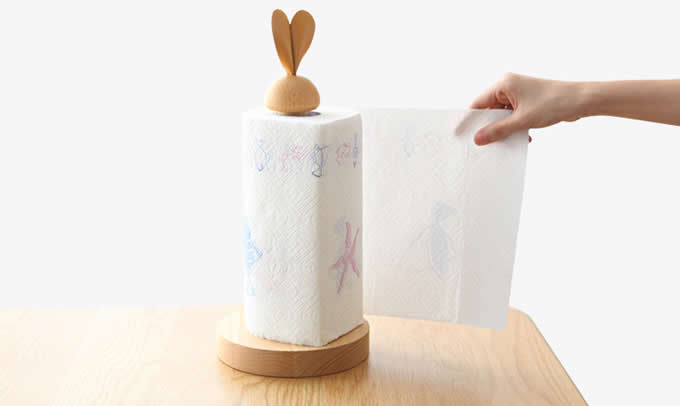 Wooden Chicken & Rabbit Toilet Paper Roll Holder