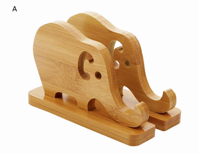  Wooden Elephant Cell Phone Stand Charging Dock Holder