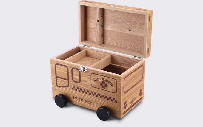   Wooden Household  Medicine Box Medical Emergency Medicine Family Storage Box
