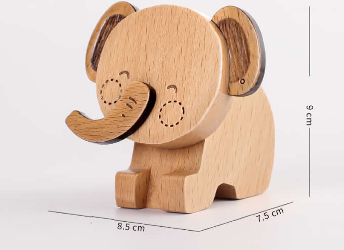 Wooden  Lion & Elephant Musical Box