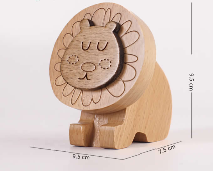 Wooden  Lion & Elephant Musical Box