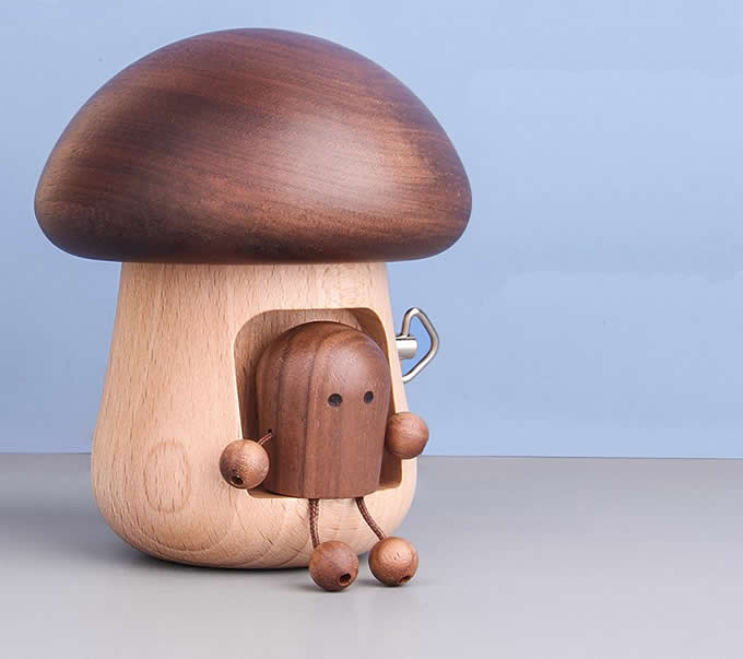 Wooden Mushroom Musical Box