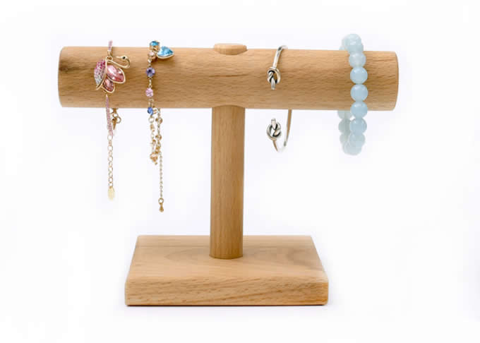 Wooden Necklace & Bracelet Jewelry Display Stand & Organizer,Beech 