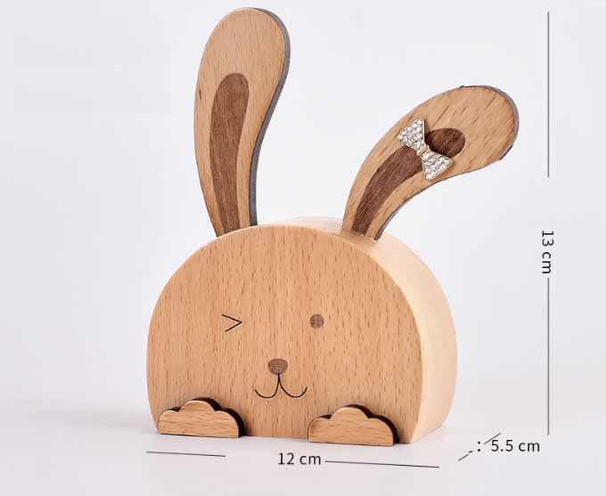 Wooden Rabbit & Horse Musical Box