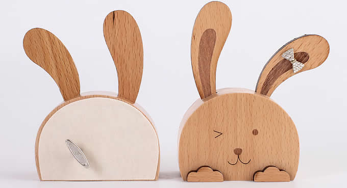 Wooden Rabbit & Horse Musical Box