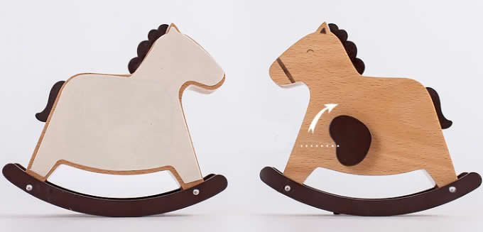 Wooden Rabbit & Horse Musical Box