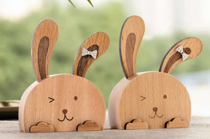 Wooden Rabbit & Horse Musical Box