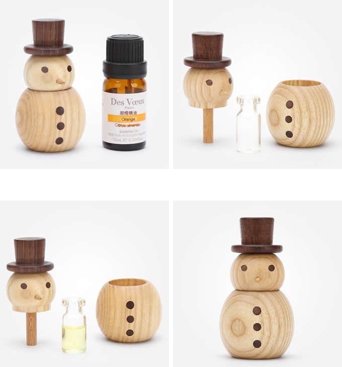  Wooden Snowman Car Aromatherapy Essential Oil Diffuser