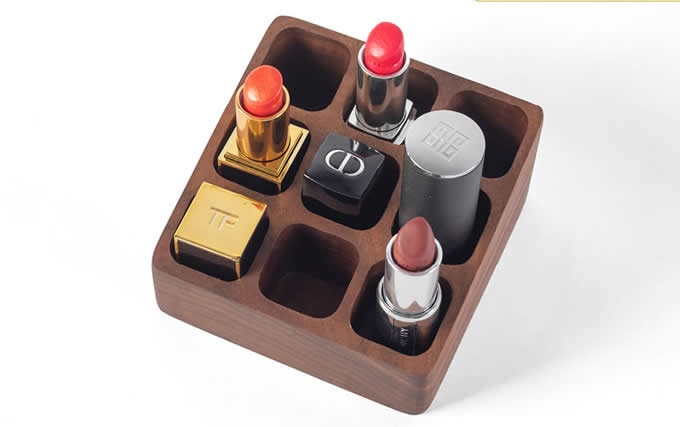 Black Walnut  Wooden Desktop Cosmetic Storage Box Dressing Table Lipstick Protection Skin Product Storage Rack