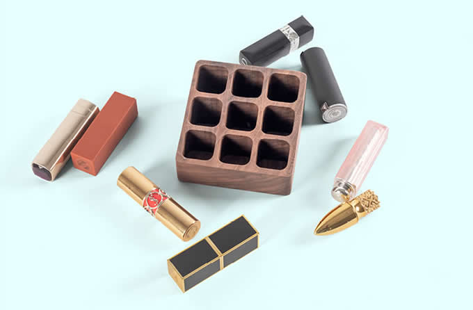 Black Walnut  Wooden Desktop Cosmetic Storage Box Dressing Table Lipstick Protection Skin Product Storage Rack