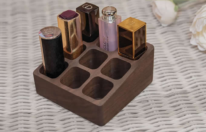 Black Walnut  Wooden Desktop Cosmetic Storage Box Dressing Table Lipstick Protection Skin Product Storage Rack