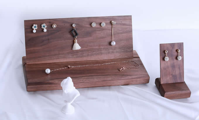   Black walnut Jewelry  Earrings Holder Earring Display Stand Jewelry Display shelf Show Case Organizer Tray