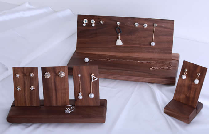   Black walnut Jewelry  Earrings Holder Earring Display Stand Jewelry Display shelf Show Case Organizer Tray