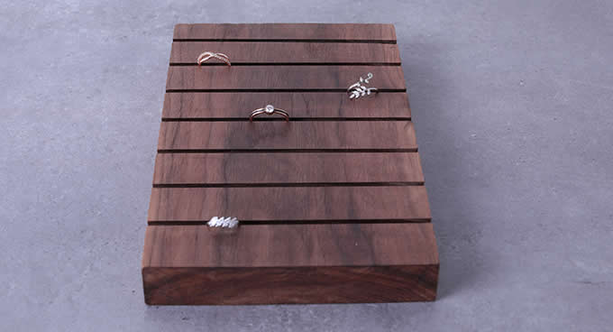 Black walnut  Ring Earrings Studs Tray Showcase Display Jewelry Organizer