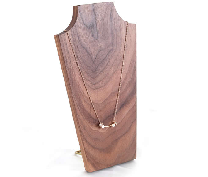  Black walnut Wood Bust  Bonus Necklace Jewelry Bust Display Organizer Stand 