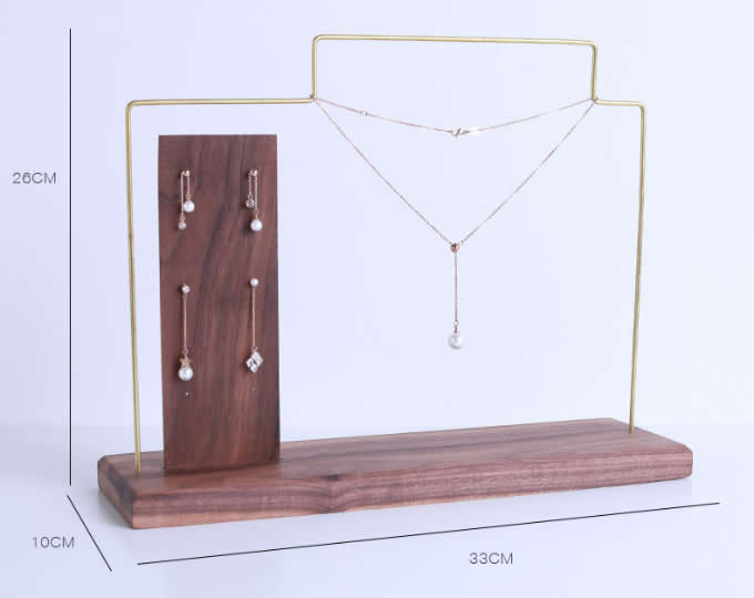 Black walnut Wooden Earring Necklace Jewelry Display Organizer Stand