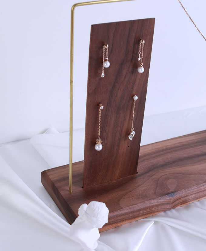 Black walnut Wooden Earring Necklace Jewelry Display Organizer Stand