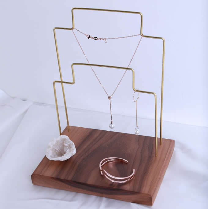 Black walnut Wooden Necklace Jewelry Display Organizer Stand