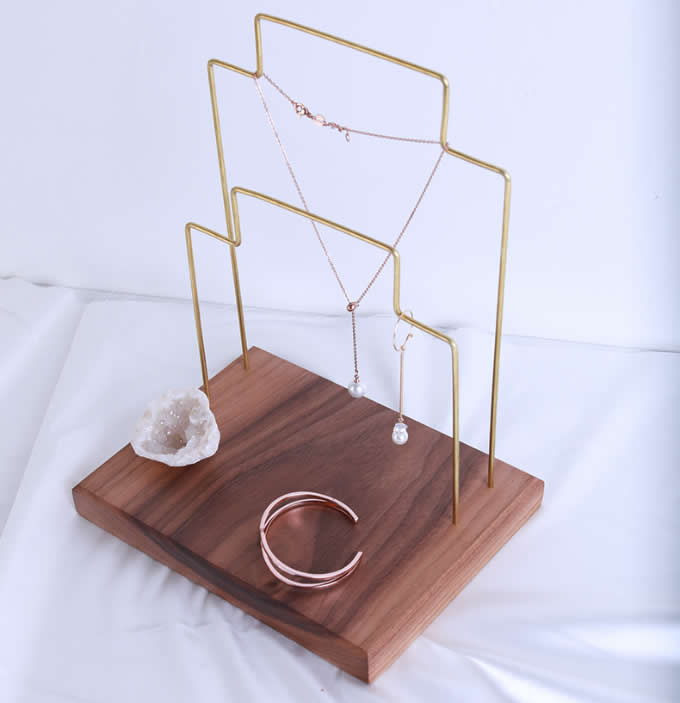 Black walnut Wooden Necklace Jewelry Display Organizer Stand