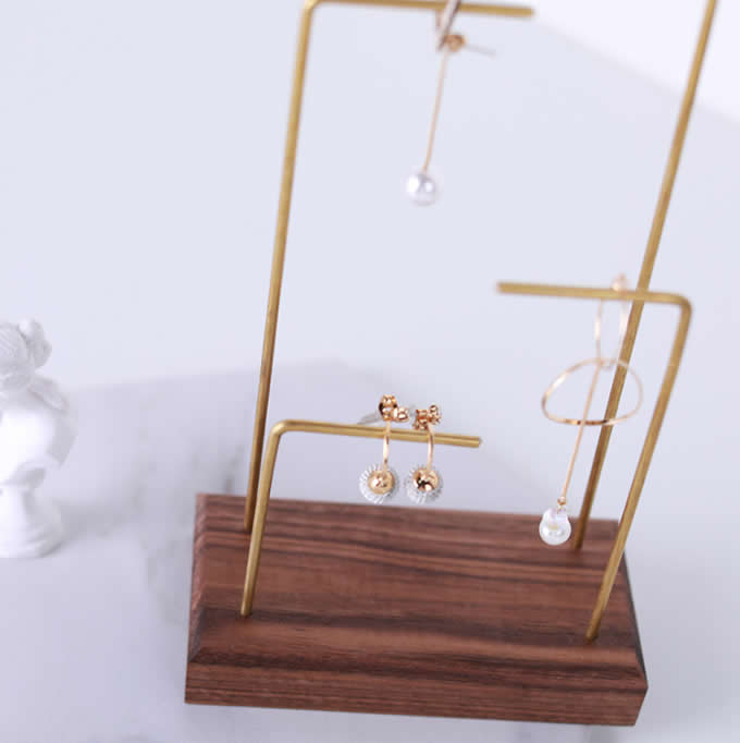 Black walnut wooden Jewelry Organizer holder 4 Tier Tree Stand for Necklace Bracelet Earring Watch