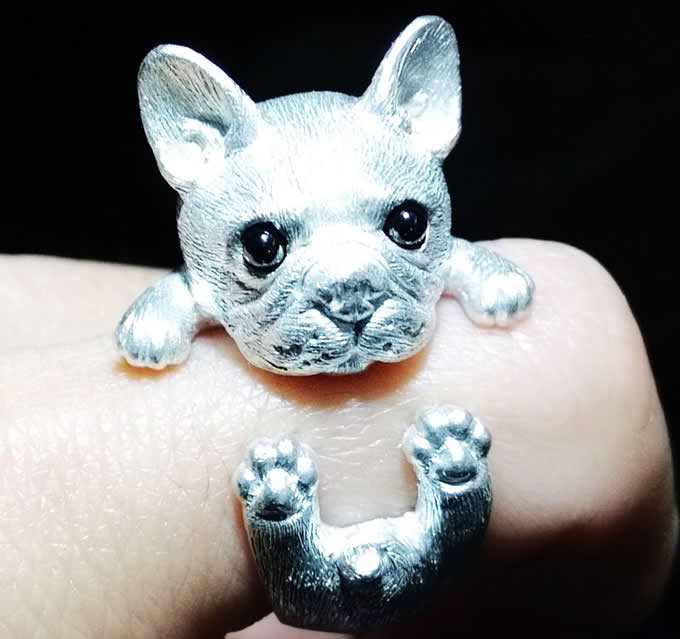 925 Silver Handmade Cute Dog Ring 