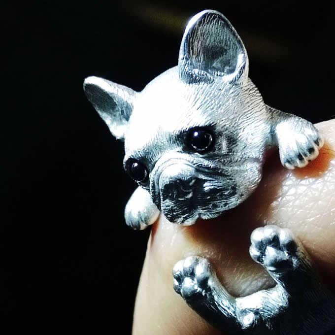 925 Silver Handmade Cute Dog Ring 