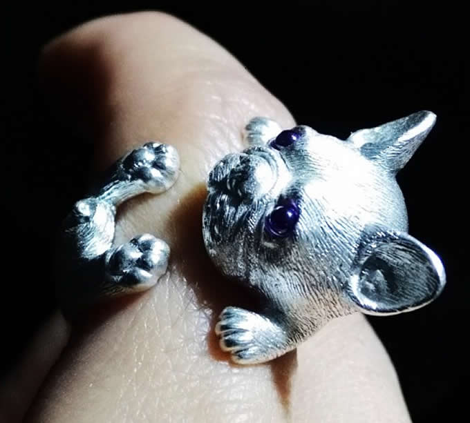 925 Silver Handmade Cute Dog Ring 