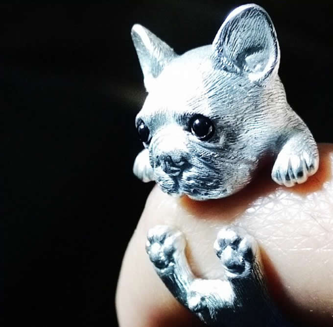 925 Silver Handmade Cute Dog Ring 