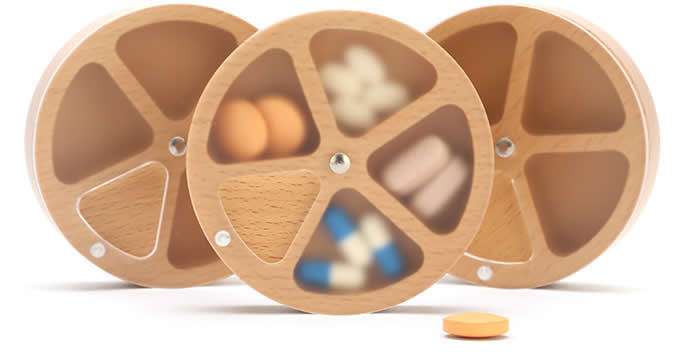  Wooden 4 Slots Portable Pill Box Jewelry Tins Storage Organizer 