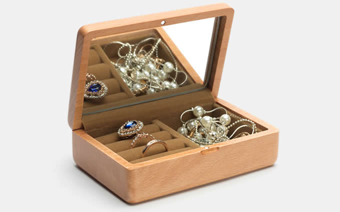 Wooden Jewelry Box Organizer Display Storage Case for Rings Earrings Necklace