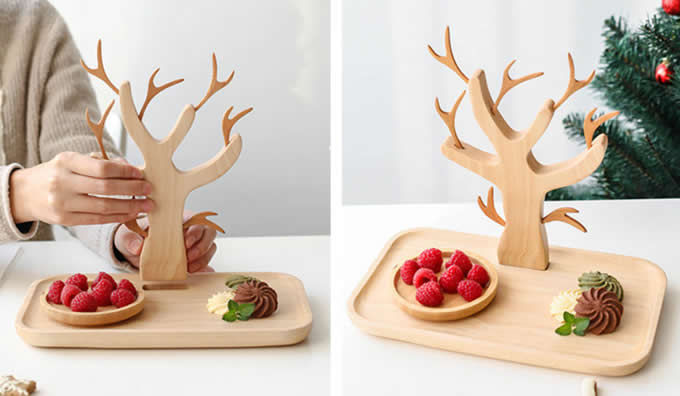  Wooden  Tree Jewelry Stand Display Earring Necklace Holder Organizer Rack Tower Cake Stand and Fruit Plate 