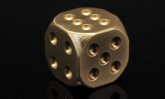 13mm Solid Brass  6 Sided  Dice  5 in 1 Set In A Box 