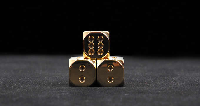 13mm Solid Brass  6 Sided  Dice  5 in 1 Set In A Box 