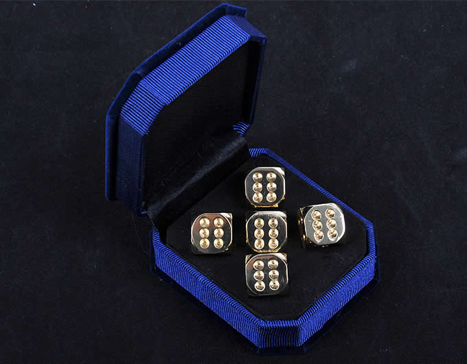 13mm Solid Brass  6 Sided  Dice  5 in 1 Set In A Box 