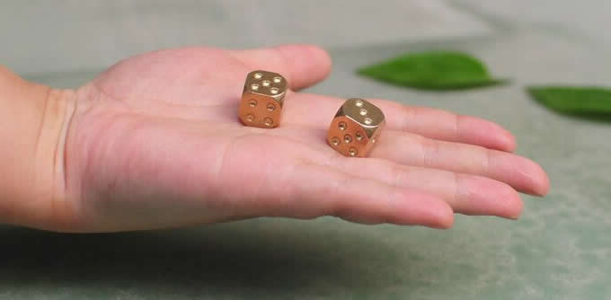 13mm Solid Brass  6 Sided  Dice  5 in 1 Set In A Box 