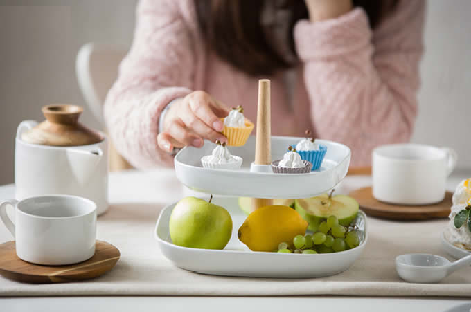   2-Tier Ceramics	 Fruit Bowl 