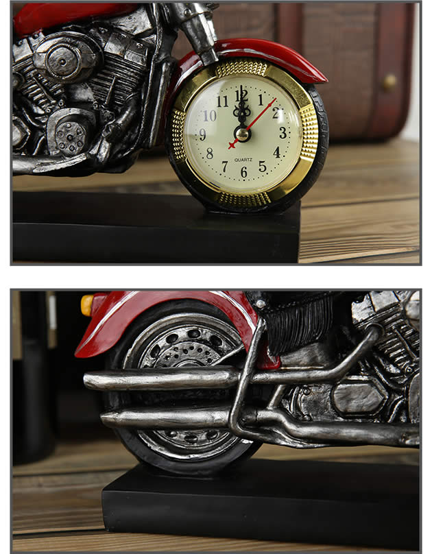 Creative motorcycle shape resin wine bottle wine holder with clock