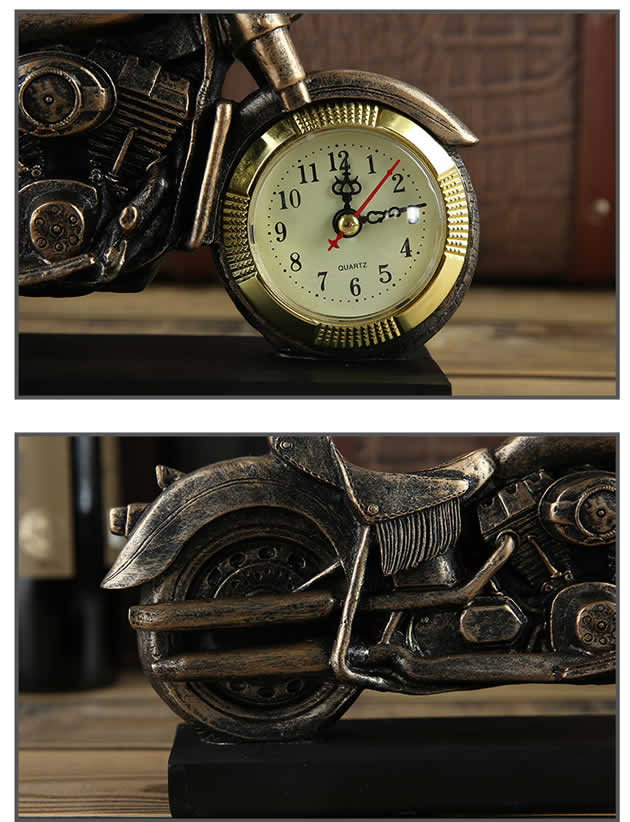 Creative motorcycle shape resin wine bottle wine holder with clock